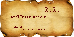Kránitz Korvin névjegykártya